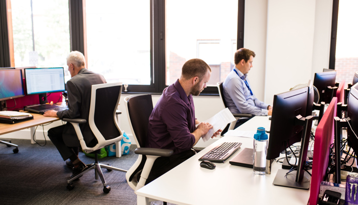 Office, Andy, Alex Sam at desks